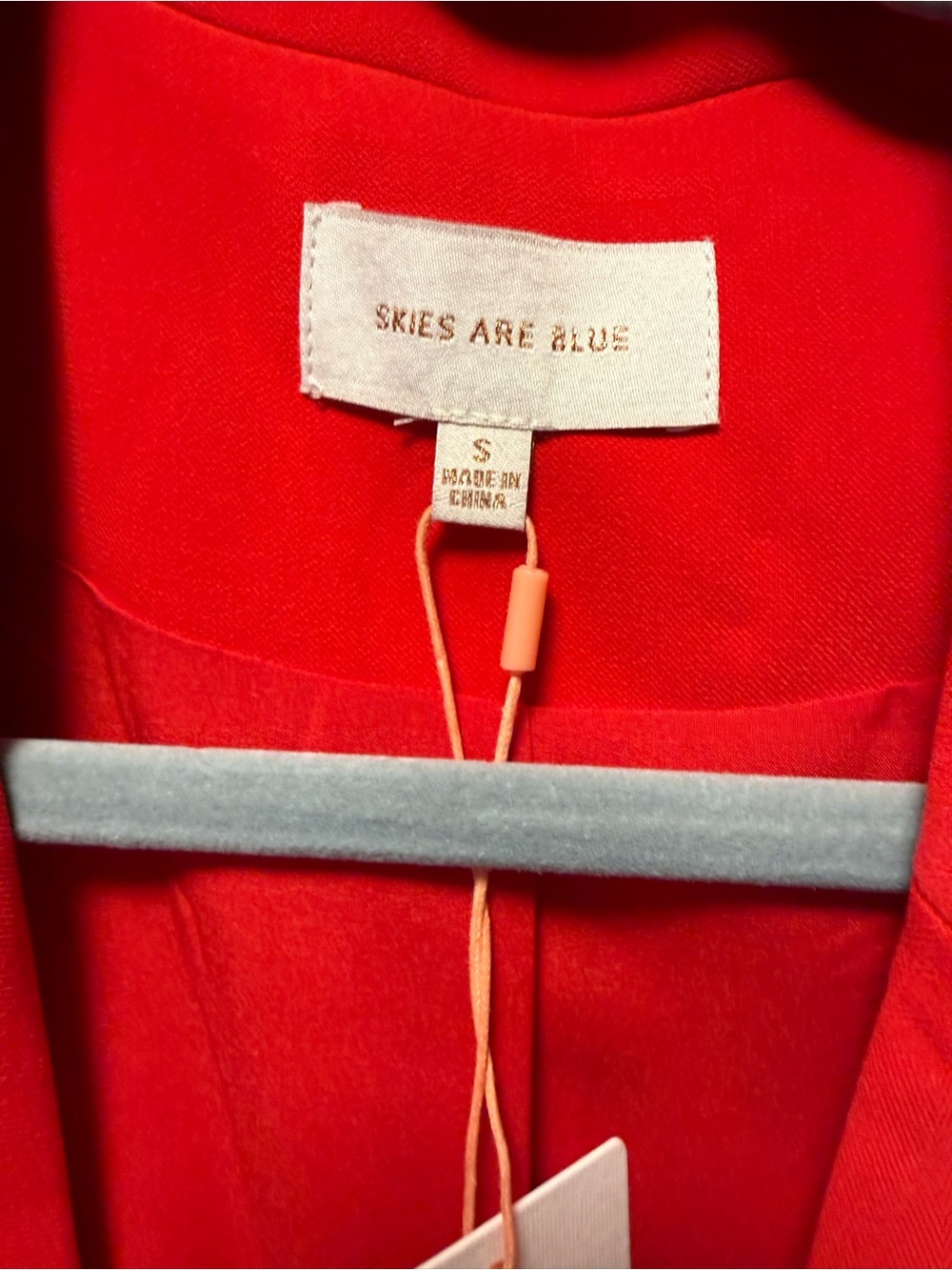 Skies Are Blue Cropped Blazer | NWT | Size Small | Bold Red Tailored Jacket - Picture 4 of 7